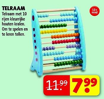 Aanbiedingen Telraam telraam met 10 rijen kleurrijke houten kralen - Huismerk - Kruidvat - Geldig van 22/09/2014 tot 05/10/2014 bij Kruidvat