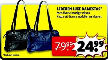 Aanbiedingen Lederen luxe damestas met diverse handige vakken - Huismerk - Kruidvat - Geldig van 22/09/2014 tot 05/10/2014 bij Kruidvat