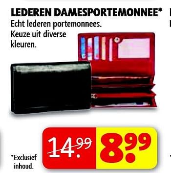 Aanbiedingen Lederen damesportemonnee - Huismerk - Kruidvat - Geldig van 22/09/2014 tot 05/10/2014 bij Kruidvat