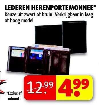 Aanbiedingen Lederen herenportemonnee - Huismerk - Kruidvat - Geldig van 22/09/2014 tot 05/10/2014 bij Kruidvat