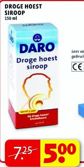 Aanbiedingen Droge hoest siroop - Daro - Geldig van 22/09/2014 tot 05/10/2014 bij Kruidvat