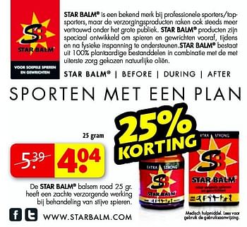 Aanbiedingen De star balm balsem rood - Star Balm - Geldig van 22/09/2014 tot 05/10/2014 bij Kruidvat
