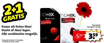 Aanbiedingen Keuze uit kotex maxi nacht of maxi super - Kotex - Geldig van 22/09/2014 tot 05/10/2014 bij Kruidvat