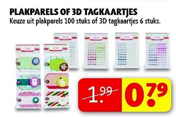 Aanbiedingen Plakparels of 3d tagkaartjes - Huismerk - Kruidvat - Geldig van 22/09/2014 tot 05/10/2014 bij Kruidvat