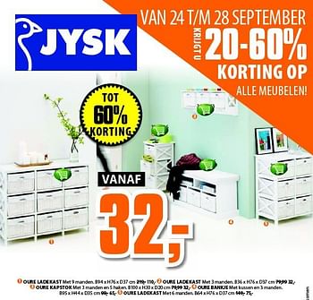 Aanbiedingen Oure ladekast met 3 manden - Huismerk - Jysk - Geldig van 22/09/2014 tot 05/10/2014 bij Jysk