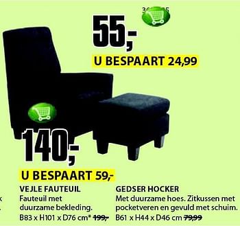 Aanbiedingen Vejle fauteuil fauteuil met duurzame bekleding - Huismerk - Jysk - Geldig van 22/09/2014 tot 05/10/2014 bij Jysk