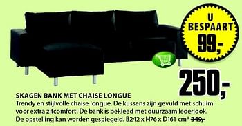 Aanbiedingen Skagen bank met chaise longue - Huismerk - Jysk - Geldig van 22/09/2014 tot 05/10/2014 bij Jysk