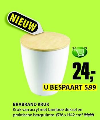Aanbiedingen Brabrand kruk - Huismerk - Jysk - Geldig van 22/09/2014 tot 05/10/2014 bij Jysk