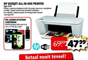 Aanbiedingen Hp deskjet all-in-one printer 2544 - HP - Geldig van 22/09/2014 tot 05/10/2014 bij Kruidvat