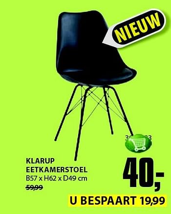 Aanbiedingen Klarup eetkamerstoel - Huismerk - Jysk - Geldig van 22/09/2014 tot 05/10/2014 bij Jysk