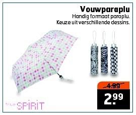 Aanbiedingen Vouwparaplu handig formaat paraplu - True Spirit - Geldig van 23/09/2014 tot 28/09/2014 bij Trekpleister
