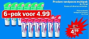 Aanbiedingen Prodent tandpasta multipak - Prodent - Geldig van 23/09/2014 tot 28/09/2014 bij Trekpleister
