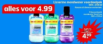 Aanbiedingen Listerine mondwater voordeelpak - Listerine - Geldig van 23/09/2014 tot 28/09/2014 bij Trekpleister