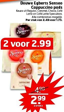 Aanbiedingen Douwe egberts senseo cappuccino pads - Douwe Egberts - Geldig van 23/09/2014 tot 28/09/2014 bij Trekpleister
