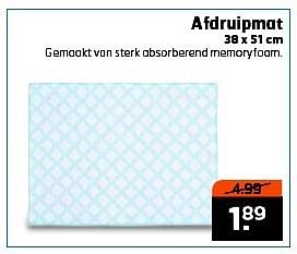 Aanbiedingen Afdruipmat gemaakt van sterk absorberend memoryfoam - Huismerk - Trekpleister - Geldig van 23/09/2014 tot 28/09/2014 bij Trekpleister