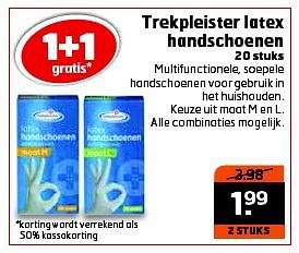 Aanbiedingen Trekpleister latex handschoenen - Huismerk - Trekpleister - Geldig van 23/09/2014 tot 28/09/2014 bij Trekpleister