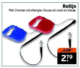 Aanbiedingen Rollijn met 3 meter uitrollengte. keuze uit rood en blauw - Huismerk - Trekpleister - Geldig van 23/09/2014 tot 28/09/2014 bij Trekpleister