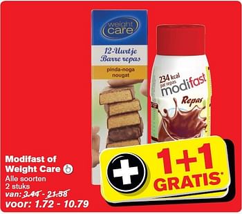 Aanbiedingen Modifast of weight care - Modifast - Geldig van 24/09/2014 tot 30/09/2014 bij Hoogvliet