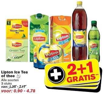 Aanbiedingen Lipton ice tea of thee - Lipton - Geldig van 24/09/2014 tot 30/09/2014 bij Hoogvliet