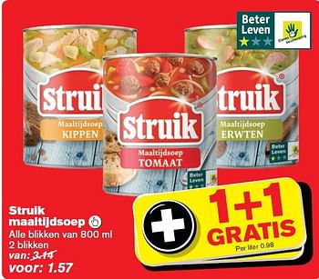 Aanbiedingen Struik maaltijdsoep - Struik - Geldig van 24/09/2014 tot 30/09/2014 bij Hoogvliet