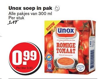 Aanbiedingen Unox soep in pak - Unox - Geldig van 24/09/2014 tot 30/09/2014 bij Hoogvliet