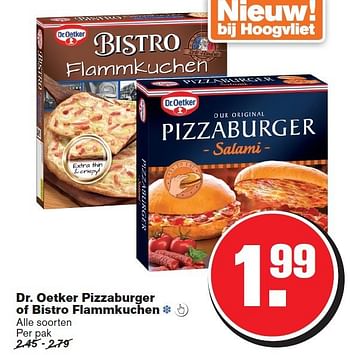 Aanbiedingen Dr. oetker pizzaburger of bistro flammkuchen - Dr. Oetker - Geldig van 24/09/2014 tot 30/09/2014 bij Hoogvliet
