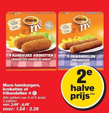 Aanbiedingen Mora hamburgers, kroketten of frikandellen - Mora - Geldig van 24/09/2014 tot 30/09/2014 bij Hoogvliet