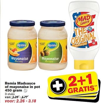 Aanbiedingen Remia madsauce of mayonaise in pot - Remia - Geldig van 24/09/2014 tot 30/09/2014 bij Hoogvliet