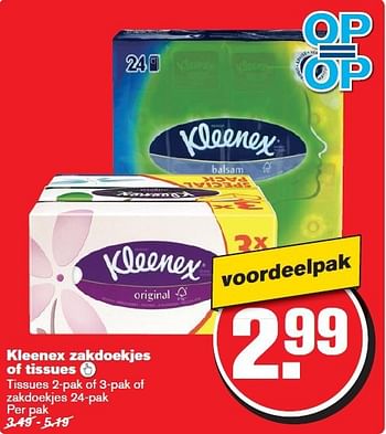 Aanbiedingen Kleenex zakdoekjes of tissues - Kleenex - Geldig van 24/09/2014 tot 30/09/2014 bij Hoogvliet