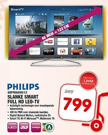 Aanbiedingen Philips 48pfk6609-12 slanke smart full hd led-tv - Philips - Geldig van 24/09/2014 tot 05/10/2014 bij Maxwell