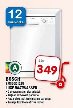 Aanbiedingen Bosch sms50d12eu luxe vaatwasser - Bosch - Geldig van 24/09/2014 tot 05/10/2014 bij Maxwell