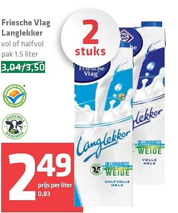 Aanbiedingen Friesche vlag langlekker - Friesche Vlag - Geldig van 25/09/2014 tot 01/10/2014 bij Spar