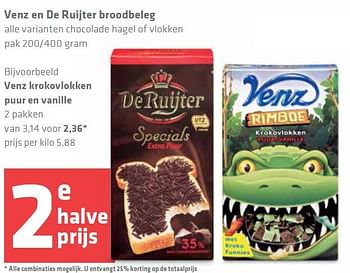 Aanbiedingen Venz en de ruijter broodbeleg - Venz - Geldig van 25/09/2014 tot 01/10/2014 bij Spar