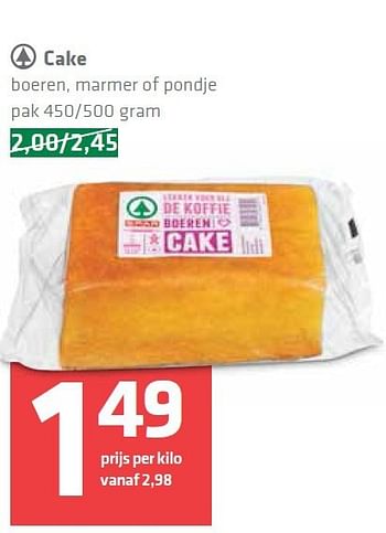 Aanbiedingen Cake boeren, marmer of pondje - Spar - Geldig van 25/09/2014 tot 01/10/2014 bij Spar
