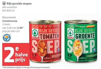 Aanbiedingen Rijk gevulde soepen - Spar - Geldig van 25/09/2014 tot 01/10/2014 bij Spar