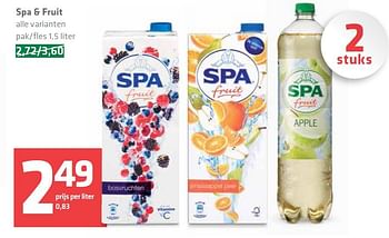 Aanbiedingen Spa + fruit - Spa - Geldig van 25/09/2014 tot 01/10/2014 bij Spar