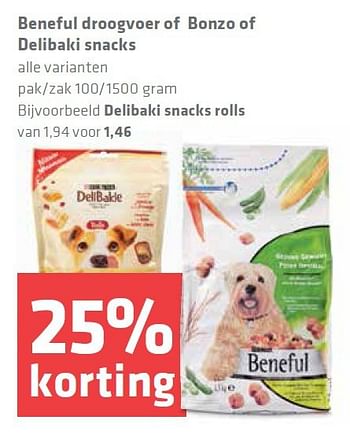 Aanbiedingen Beneful droogvoer of bonzo of delibaki snacks - Beneful - Geldig van 25/09/2014 tot 01/10/2014 bij Spar