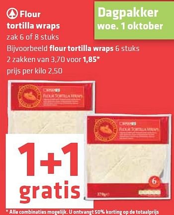 Aanbiedingen Flour tortilla wraps - Spar - Geldig van 25/09/2014 tot 01/10/2014 bij Spar