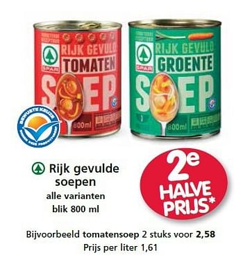 Aanbiedingen Rijk gevulde soepen - Spar - Geldig van 25/09/2014 tot 01/10/2014 bij Attent