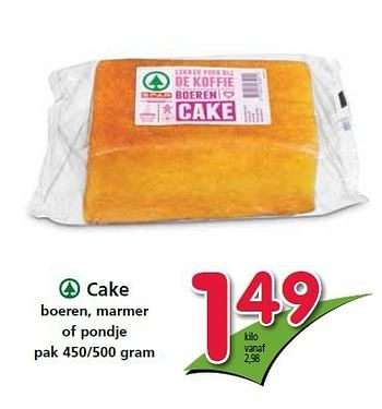 Aanbiedingen Cake boeren, marmer of pondje - Spar - Geldig van 25/09/2014 tot 01/10/2014 bij Attent