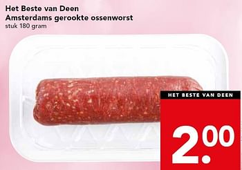Aanbiedingen Het beste van deen amsterdams gerookte ossenworst - Huismerk deen supermarkt - Geldig van 28/09/2014 tot 04/10/2014 bij Deen Supermarkten