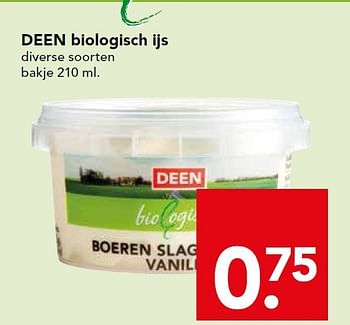 Aanbiedingen Deen biologisch ijs - Huismerk deen supermarkt - Geldig van 28/09/2014 tot 04/10/2014 bij Deen Supermarkten