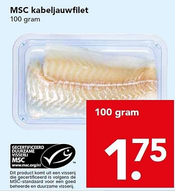 Aanbiedingen Msc kabeljauwfilet - Huismerk deen supermarkt - Geldig van 28/09/2014 tot 04/10/2014 bij Deen Supermarkten