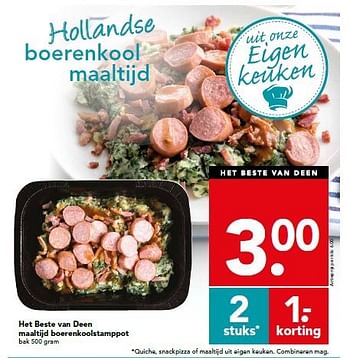 Aanbiedingen Het beste van deen maaltijd boerenkoolstamppot - Huismerk deen supermarkt - Geldig van 28/09/2014 tot 04/10/2014 bij Deen Supermarkten