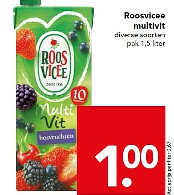 Aanbiedingen Roosvicee multivit - Roosvicee - Geldig van 28/09/2014 tot 04/10/2014 bij Deen Supermarkten