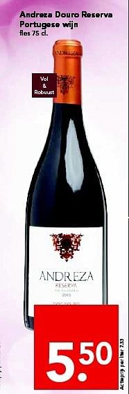 Aanbiedingen Andreza douro reserva portugese wijn - Rode wijnen - Geldig van 28/09/2014 tot 04/10/2014 bij Deen Supermarkten