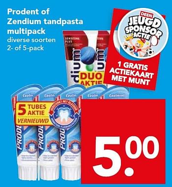 Aanbiedingen Prodent of zendium tandpasta multipack - Prodent - Geldig van 28/09/2014 tot 04/10/2014 bij Deen Supermarkten