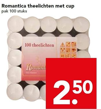 Aanbiedingen Romantica theelichten met cup - Huismerk deen supermarkt - Geldig van 28/09/2014 tot 04/10/2014 bij Deen Supermarkten