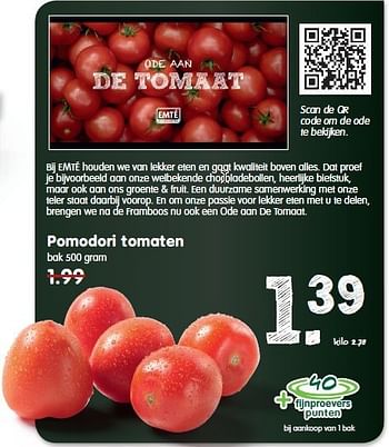 Aanbiedingen Pomodori tomaten - Huismerk - Em-té - Geldig van 28/09/2014 tot 04/10/2014 bij Em-té