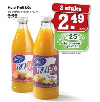 Aanbiedingen Hero fruit+co 2 stuks - Hero - Geldig van 28/09/2014 tot 04/10/2014 bij Em-té